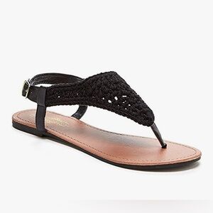 Woven Black Thong Sandal - Women